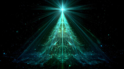 Cosmic Christmas tree with glowing star in galaxy
