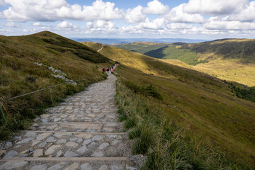 Hiking along the red trail to the highest peak of the Bieszczady Mountains - Tarnica