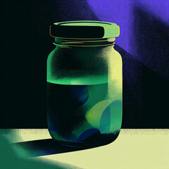 Jar - A glass container with a lid