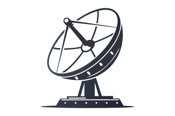 Black antenna with curved framework stands firmly, receiving signals in the monochrome field