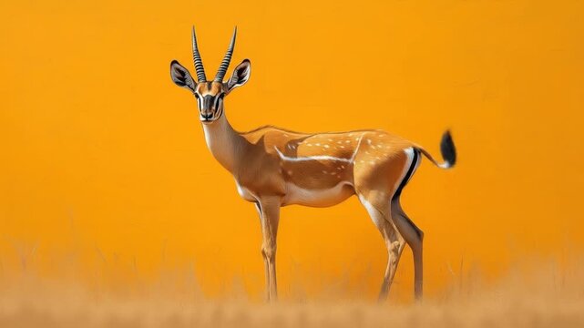 Antelope against orange background