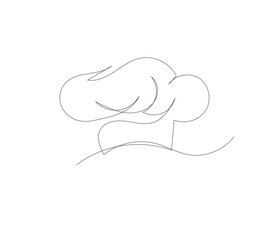 Chef hat continuous line drawing.white background, Cafe symbol, restaurant logo. Editable vector illustration, Chef Hat Continuous Line Icon, One line drawing illustration.
