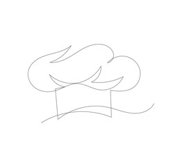 Chef hat continuous line drawing.white background, Cafe symbol, restaurant logo. Editable vector illustration, Chef Hat Continuous Line Icon, One line drawing illustration.