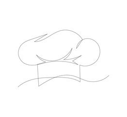Chef hat continuous line drawing.white background, Cafe symbol, restaurant logo. Editable vector illustration, Chef Hat Continuous Line Icon, One line drawing illustration.