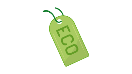 A light green hanging tag with the word ECO, symbolizing environmental friendliness, sustainability, and green consumerism.