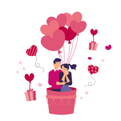 happy couple with balloons