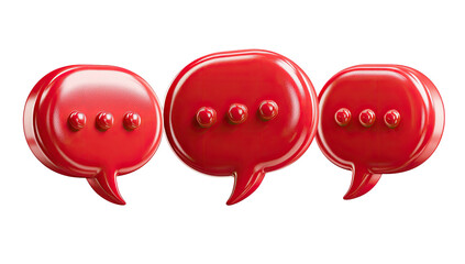 Three glossy red speech bubbles