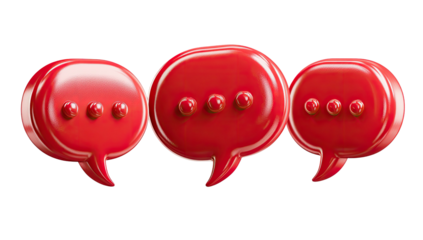 Three glossy red speech bubbles