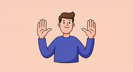Friendly cartoon man gesturing
