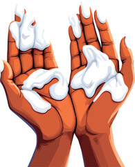 Vsai washing hands with soap and foam vector illustration