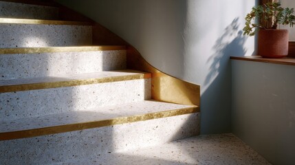 Golden sunbeams dance on terrazzo steps, whispering stories of bygone solstices and quiet homecoming rituals