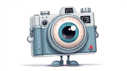 Cartoon camera with an eye lens