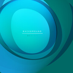 Abstract layers create vibrant teal, turquoise gradient. Circular shapes overlap, forming dynamic visual effect. Modern design element.