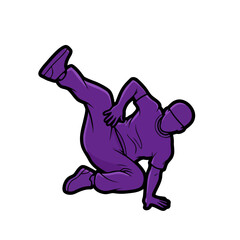 Obraz premium Dynamic silhouette breakdancer in purple outfit performing move on transparent, capturing the energy hip hop dance