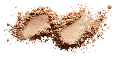 Beige powder dispersed