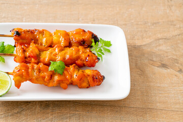 grilled chicken skewer with herbs and spices