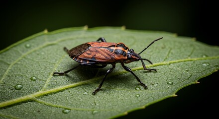 Colorful insect on leaf