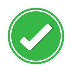 Simple tick icon symbol green colour