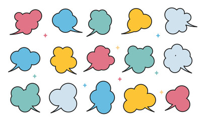 Speech bubble full color set vector	
