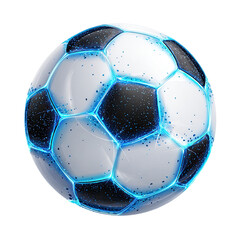 Naklejka premium 3D Soccer Ball, Bright Blue Glow