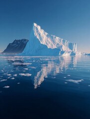 The reflection of huge iceberg in that sea