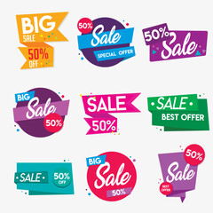 set of colorful sale labels