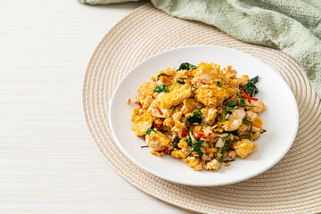 stir-fried egg with Thai basil and chilli
