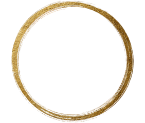 Golden Hand Drawn Circle Frame isolated on a transparent background