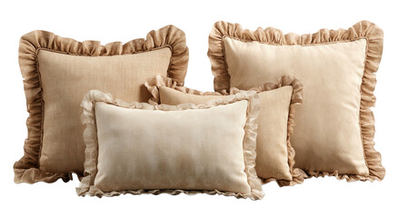 Beige ruffled decorative pillows (1)