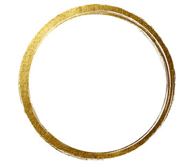 Golden Brushstroke Circle isolated on a transparent background 2