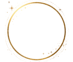 Golden Circle with Sparkle Stars isolated on a transparent background