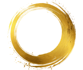 Golden Brush Stroke Circle isolated on a transparent background 2
