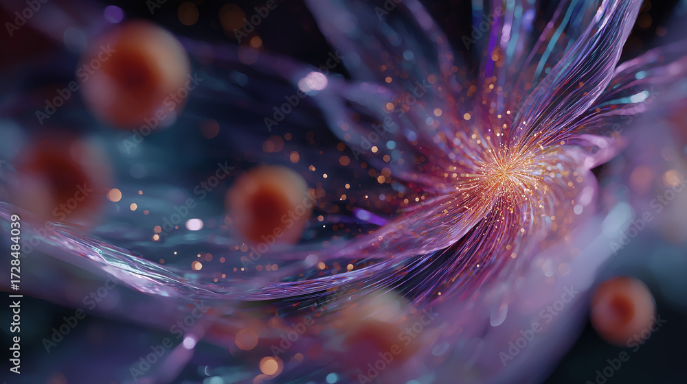 Poster abstract stellar burst: an ethereal artistic rendering of a luminous, stellar explosion of light and