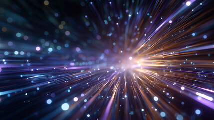 Fototapeta premium Cosmic Burst: A mesmerizing vortex of light and color explodes with energy, showcasing the infinite possibilities of the universe in this dynamic and abstract composition.