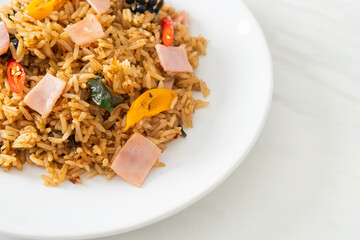 ham fried rice with herbs and spices