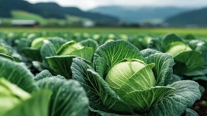 Fresh cabbage has a bumper harvest in farmland