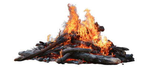 Campfire ablaze with flames