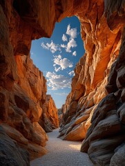 Natural arch landscape of canyon rock wall