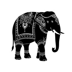 Intricate Ornamental Elephant Illustration Indian Culture Symbol Animal Silhouette