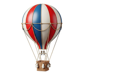 Obraz premium Vintage hot air balloon illustration red white and blue striped isolated on white background graphic design on transparent background