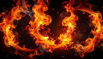 Fototapeta premium Dramatic Abstract Fire Burst with Swirling Flames and Floating Embers