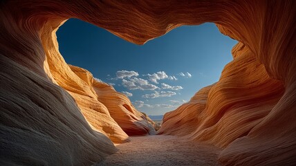Natural arch landscape of canyon rock wall