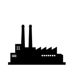 Simple Black Silhouette Factory Industrial Complex Building Construction Icon
