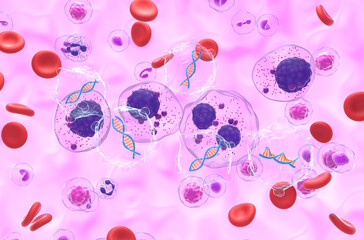 Gene therapy in Multiple myeloma (MM) - isometric view 3d illustration
