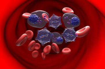Gene therapy in Multiple myeloma (MM) - section view 3d illustration