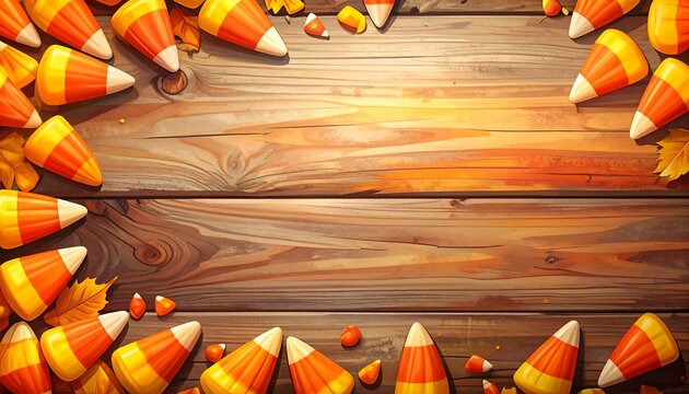 Candy corn border on rustic wood (1)