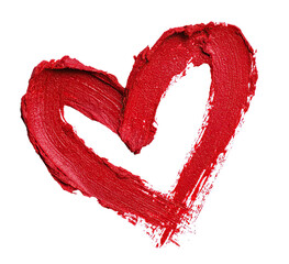 Red lipstick heart shape on black background