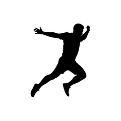 Black Silhouette Full Body Athletic Male Runner in Motion Illustration