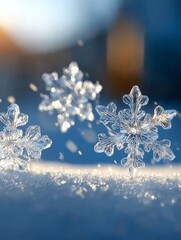 Macro close-up of winter snowflake