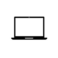 Minimalist Black and White Laptop Computer Device Icon Graphic Design